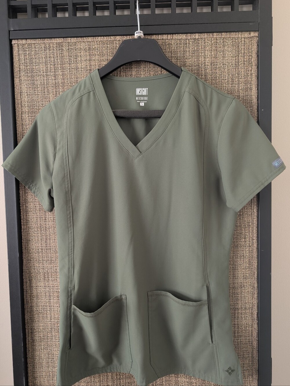 Med Coutour Olive V-Neck Scrub Top and Pants Set